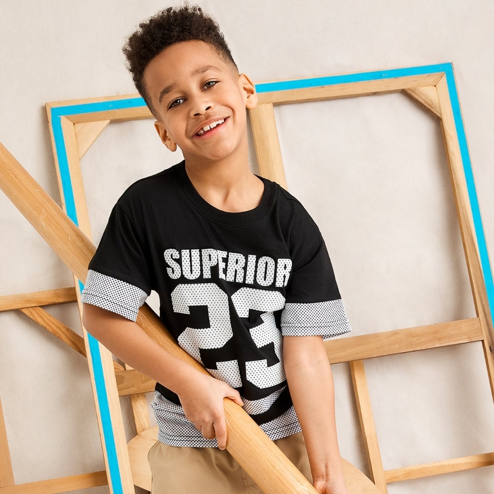 Superior 23 Color Block Graphic Tee - Kids T-Shirt (Black)